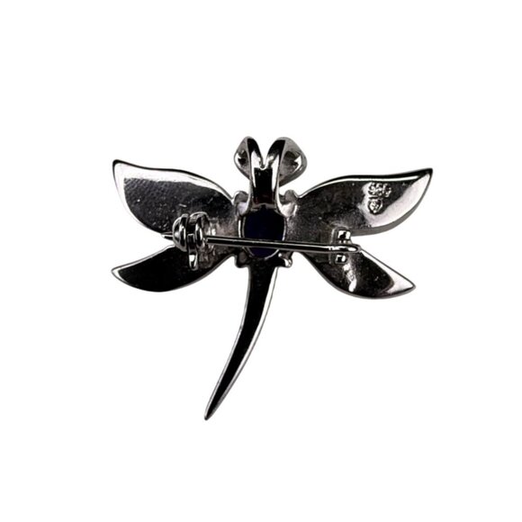 Sterling Silver Dragonfly Pin Brooch With Inlaid Blue Green Opal & Purple Stone - Picture 3 of 7